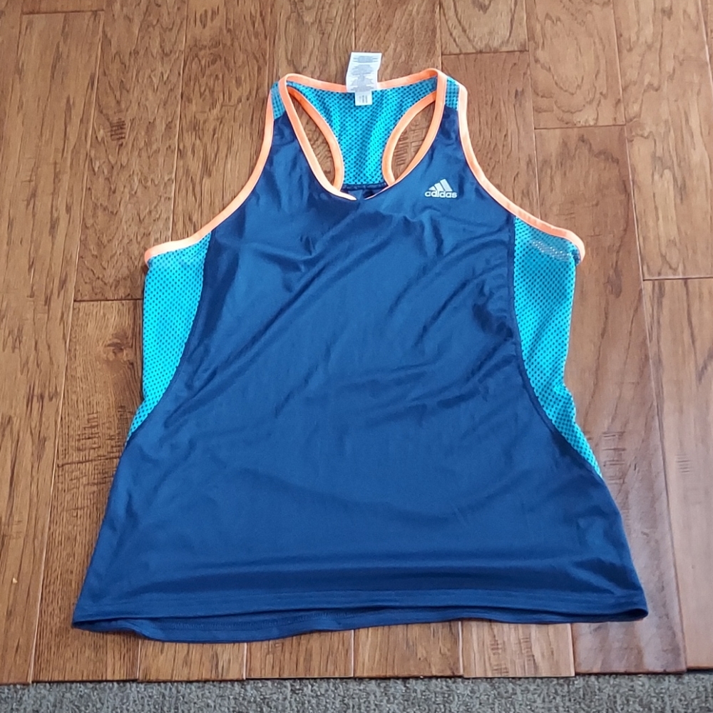 Adidas blue and orange tank top L